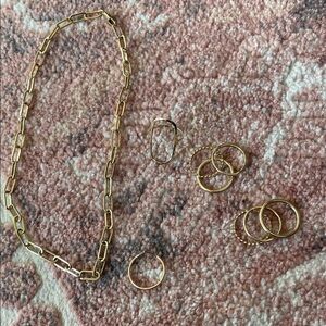 Chic Gold Necklace and Hoop Earrings Set
